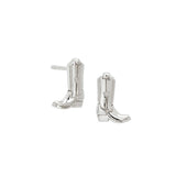 Cowgirl Western Boot Stud Earrings in Silver