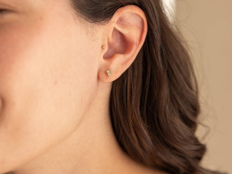 Trio Apple Green CZ Stud Earrings in Gold