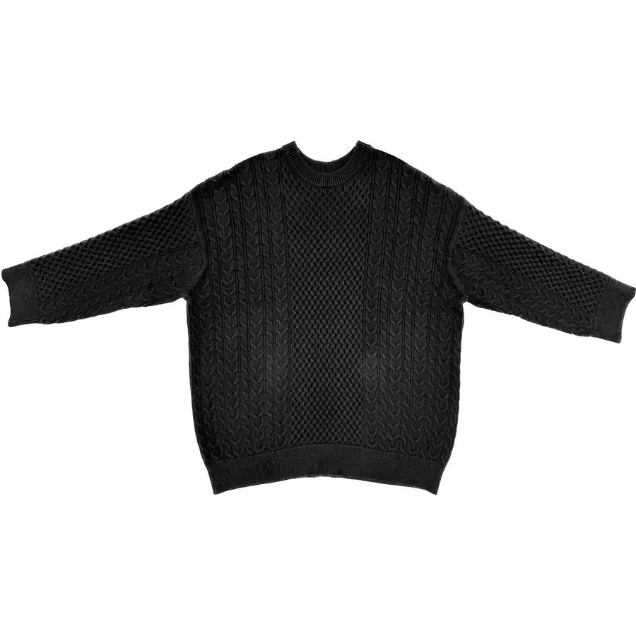 Oversized Cable Knit Sweater (Black)