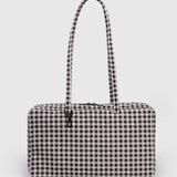 Medium Nylon Bowler Bag (Black & White Gingham)