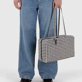 Medium Nylon Bowler Bag (Black & White Gingham)