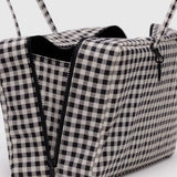 Medium Nylon Bowler Bag (Black & White Gingham)
