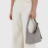 Mini Nylon Shoulder Bag (Black & White Gingham)
