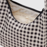 Mini Nylon Shoulder Bag (Black & White Gingham)