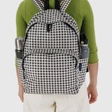 Large Nylon Backpack (Black & White Gingham)