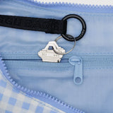Medium Nylon Crescent Bag (Light Blue Gingham)