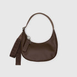 Small Recycled Leather Crescent Bag (Brown)