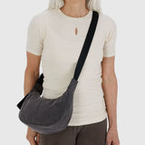 Small Denim Crescent Bag (Washed Black Denim)