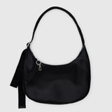 Medium Recycled Leather Crescent Bag (Black)