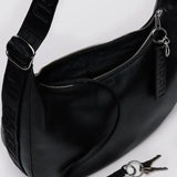 Medium Recycled Leather Crescent Bag (Black)