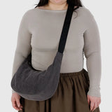 Medium Denim Crescent Bag (Washed Black Denim)