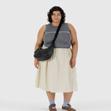 Medium Recycled Leather Crescent Bag (Black)