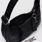 Small Recycled Leather Crescent Bag (Black)