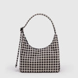 Mini Nylon Shoulder Bag (Black & White Gingham)