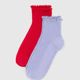 Lettuce Edge Sock Set of 2 (Lavender & Red)