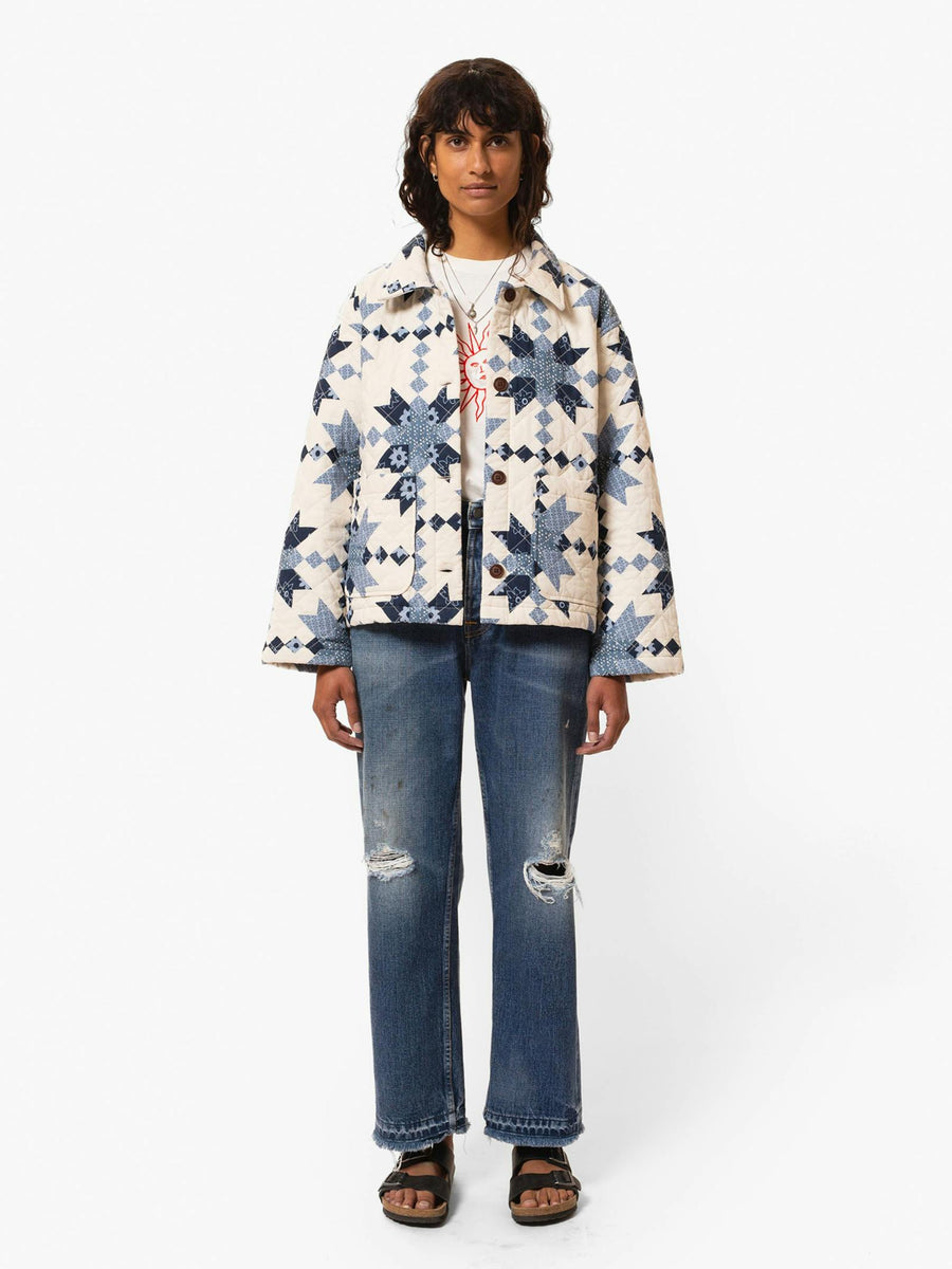 Signe Quilted Cotton Jacket (OffWhite/Blue)