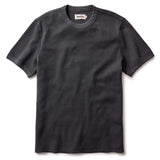 The Organic Cotton Short Sleeve Crew in Faded Black Waffle
