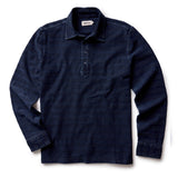 The Long Sleeve Knit Polo in Indigo Stripe