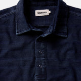 The Long Sleeve Knit Polo in Indigo Stripe