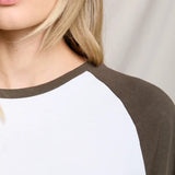 Champion LS Baseball Shirt (Dark Olive / White)
