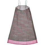 Layered Square Neck Full Dress (Green/Pink Check)