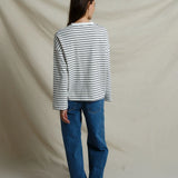 Mariana Drop Shoulder L/S (White/Black Stripe)