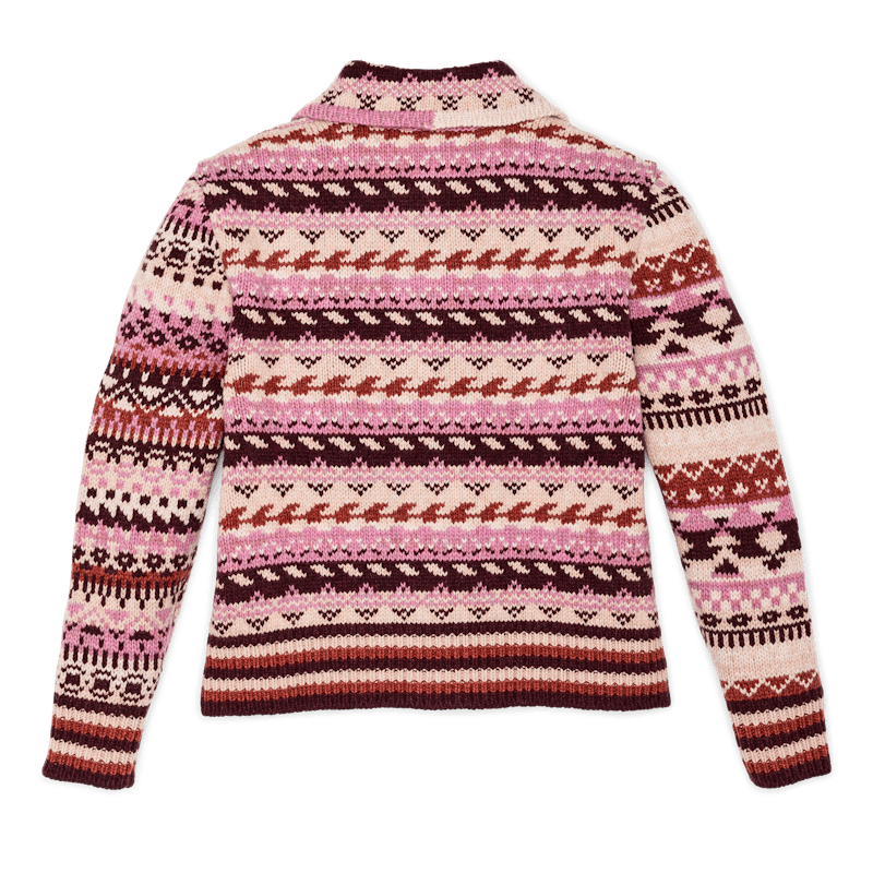 W's Fairisle Cardigan (Burgundy Cream )