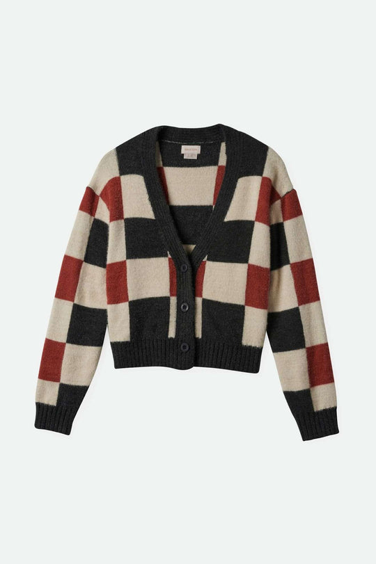 Rivington Crew Cardigan (Cowhide/Whitecap/Black Check)