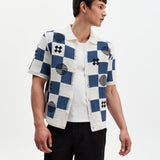 Porto Shirt Square Crochet (Ecru/Blue)