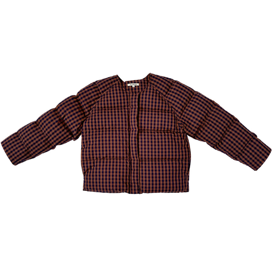 Puffer Jacket (Rust/Navy Gingham)