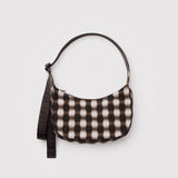 Small Nylon Crescent Bag (Blurred Gingham Brown)