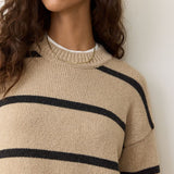 Berkley Oversized Crew Sweater (Oatmeal/Charcoal Stripe)