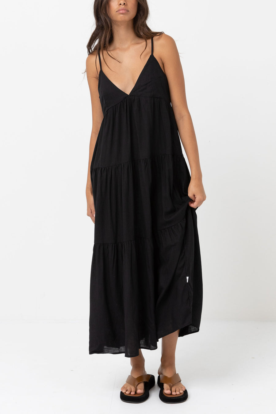 Classic Tiered Midi Dress (Black)
