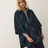Colette Wool Drape Coat (Evergreen Plaid)