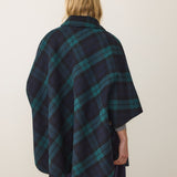 Colette Wool Drape Coat (Evergreen Plaid)
