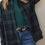 Jane Relaxed Cotton Shirt (Evergreen Plaid)