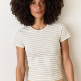 Lexi Rib Sun-In Crew Tee (Black/White Stripe)