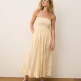 Sutton Strapless Maxi Dress (Marigold Stripe)
