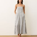 Smocked Strapless Dress (Stripe)