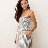 Smocked Strapless Dress (Stripe)