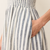 Smocked Strapless Dress (Stripe)