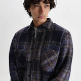 Whiting Overshirt Wool Blend Check (Navy)
