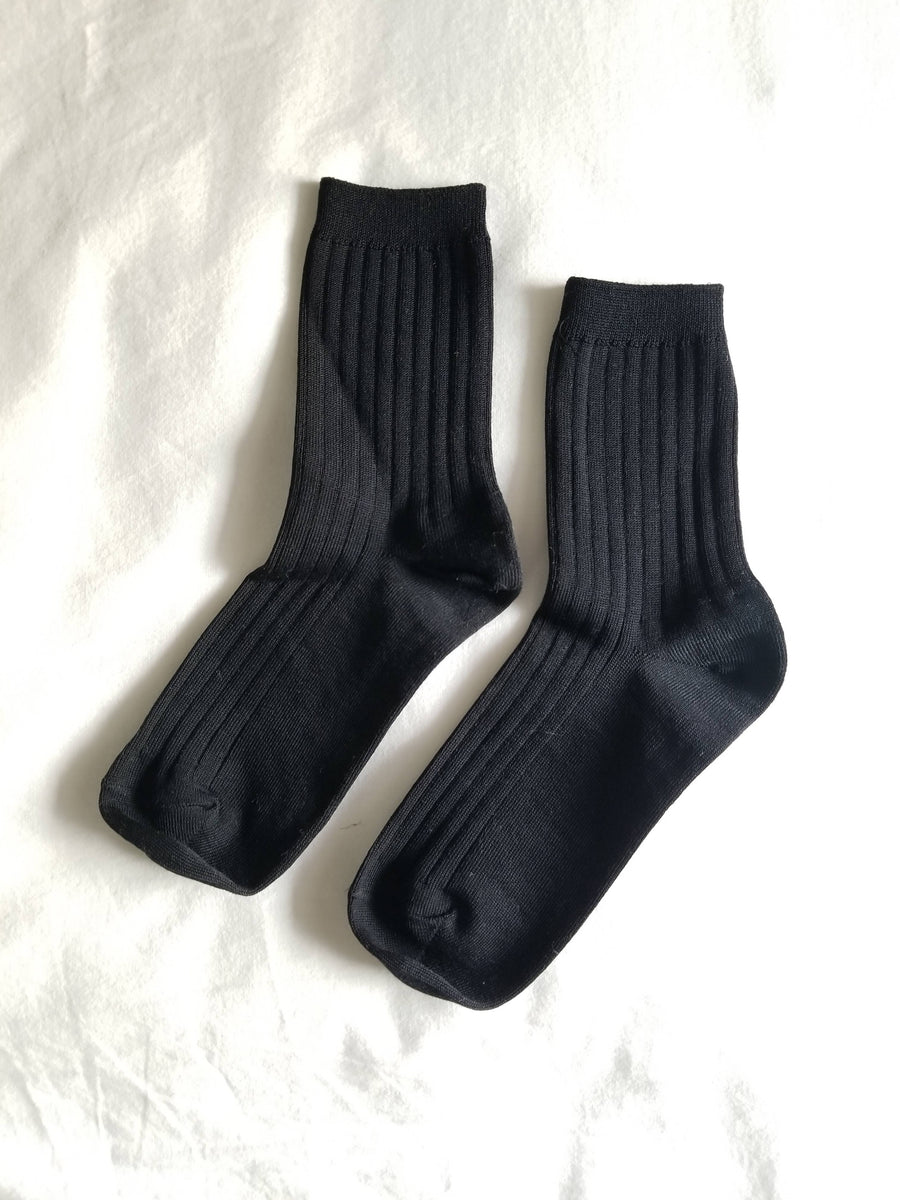 Her Socks (Mercerized Combed Cotton Rib/True Black)