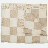 Tan & Cream - Heavyweight Checker Throw Blanket