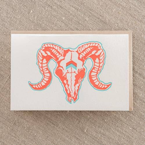 Ram Skull Greeting Card