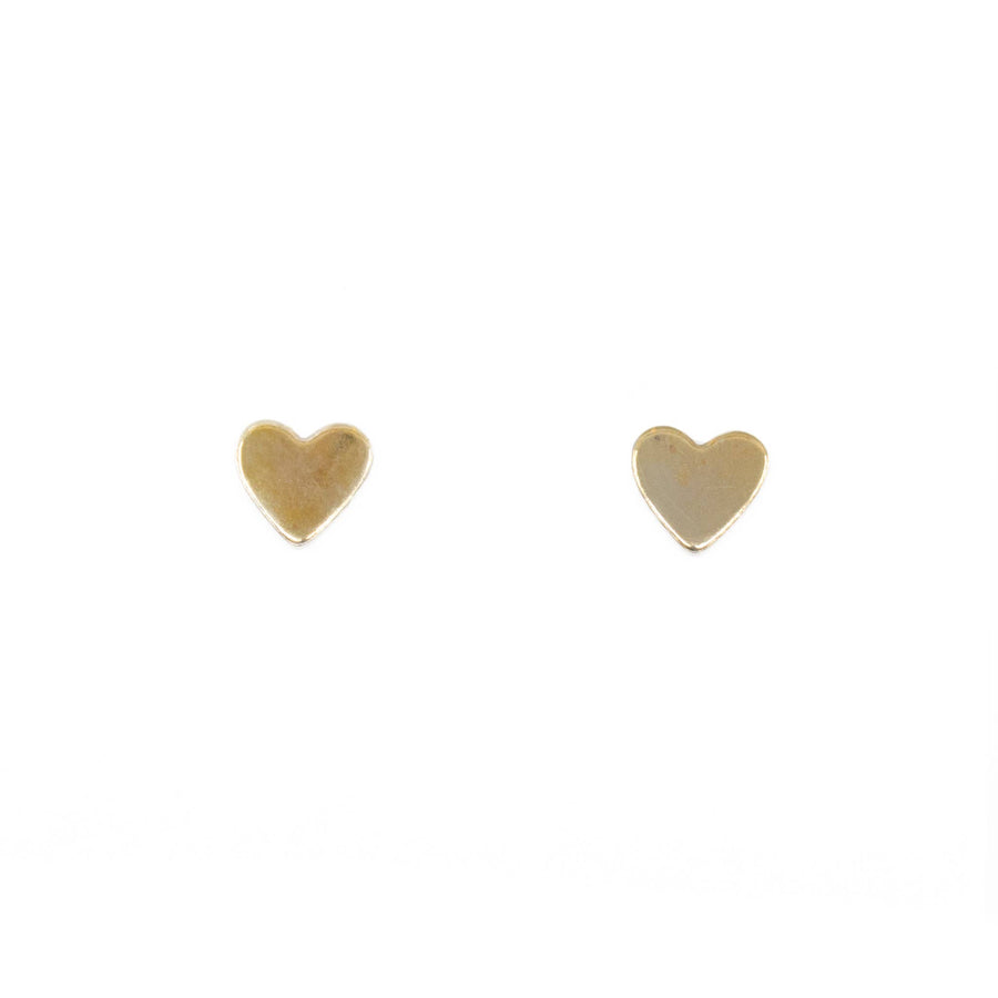 Heart Stud Earrings in Brass
