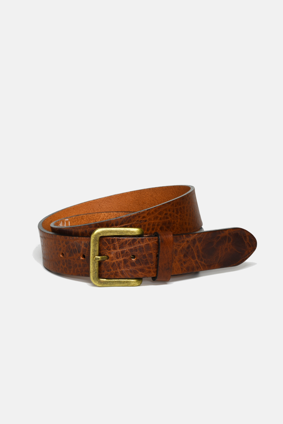 Wide Dark Brown Leather with Brass Buckle Belt: Small