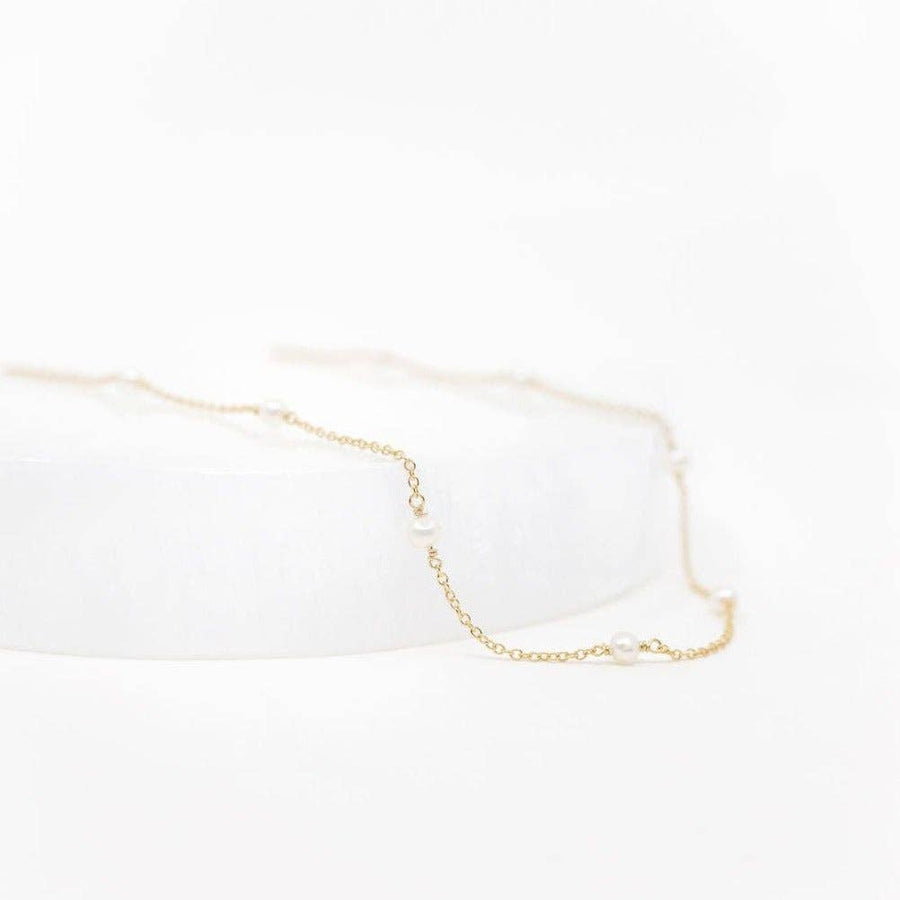 Pearl Drop Choker Necklace in Gold