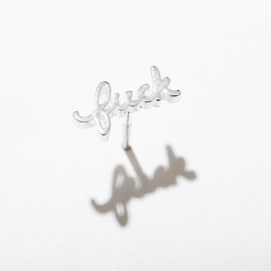 Fuck Stud Single Earring in Sterling Silver