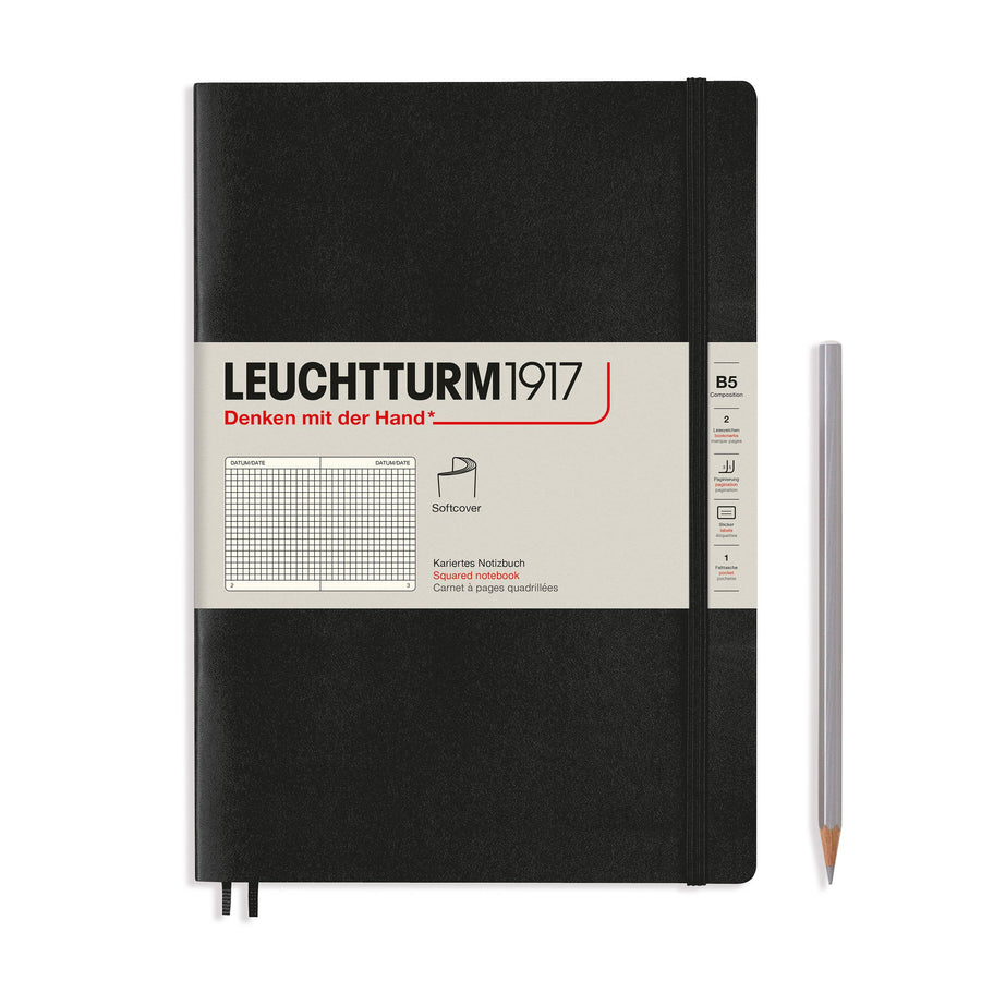 Notebook Composition (B5): (Squared / Softcover / Black)